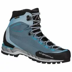 Offres 🧨 Chaussures Alpinisme LA SPORTIVA TRANGO TECH LEATHER 👩 WOMAN GORE-TEX SLATE/TOPAZ 22 Noir / Bleu ✨