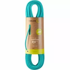 Nouveau 😀 Cordes Escalade EDELRID SKIMMER ECO DRY 7,1MM, ICEMINT 50 M 22 Bleu / Blanc 👍